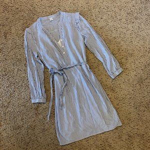 Old Navy Pinstripe Prairie Shirt Dress, S